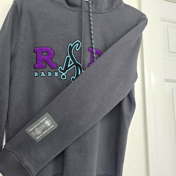 Rare Legacy Women's Crop-top Sweatsuit Hoodie Embroidery Logo Gray Purple Size M - Picture 3 of 9